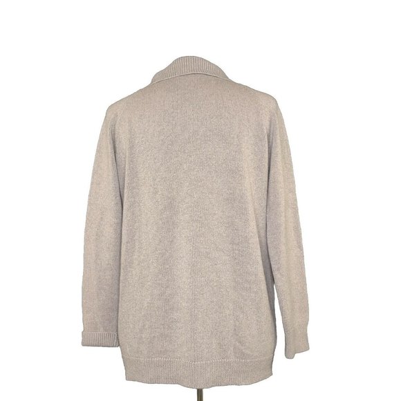 TANDEM Double Breasted Cardigan Sweater Button Front Taupe Italian Wool Size 42 - Picture 8 of 13